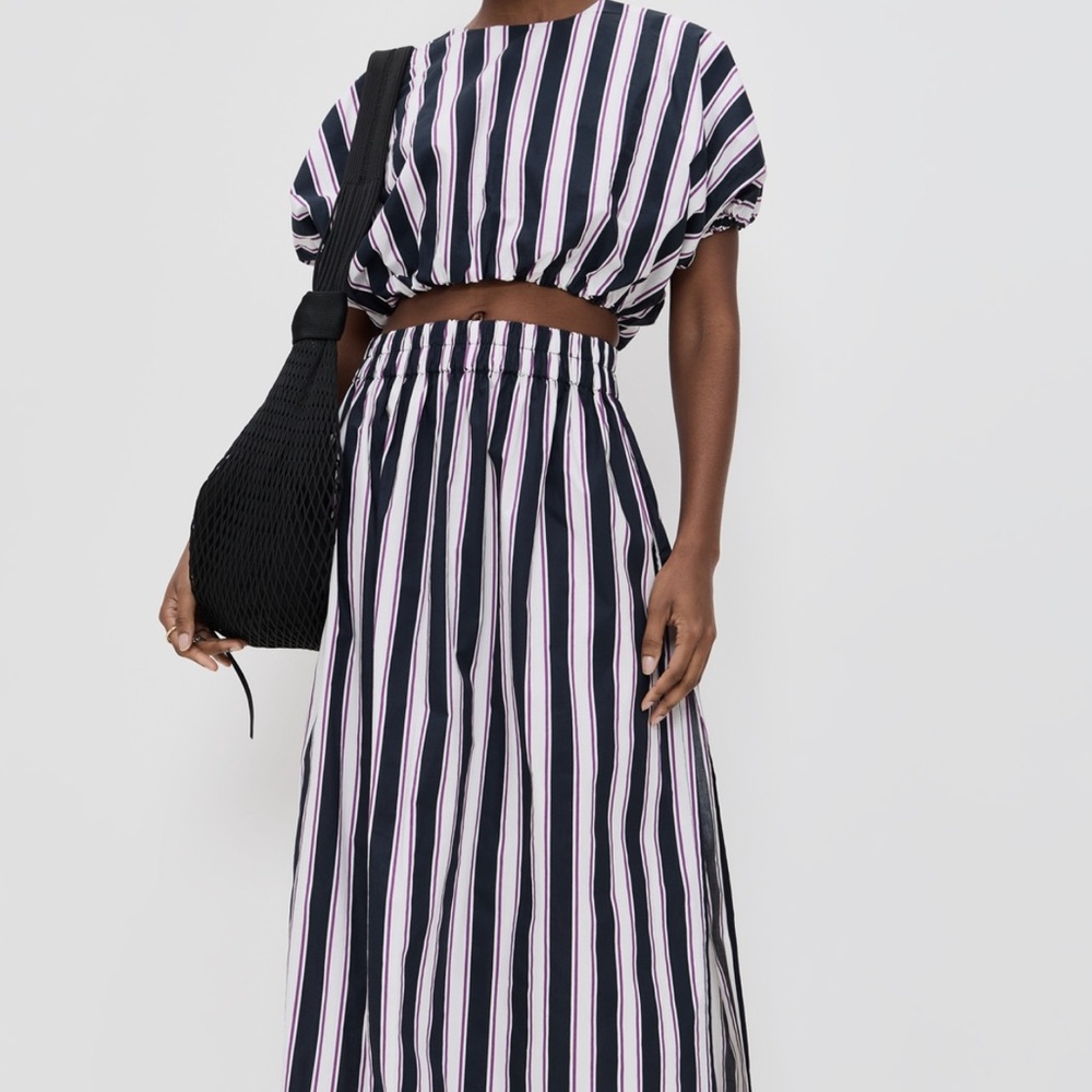 Striped Black white and purple Two-Piece Set